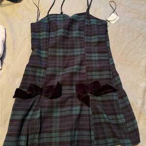Altar'd State Green and Black Plaid Dress